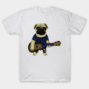 Funny Pug Playing Guitar Dog Lovers Gift T-Shirt